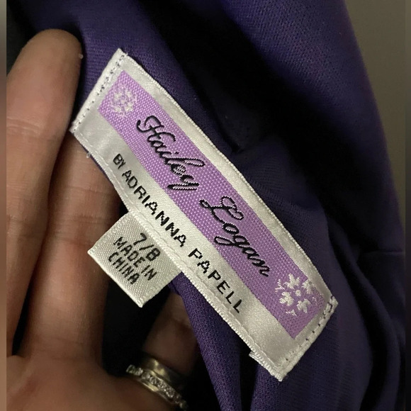 Hailey Logan by Adrianna Papell Purple Satin Sequin Gown Long Dress Size 7/8 - Picture 10 of 10